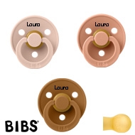 BIBS Colour Schnuller mit Name, Caramel, Peach, Blush, Runde latex Größe 2, (3er Pack)